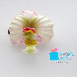 Bridal flower hair clip, pink orchid hair clip