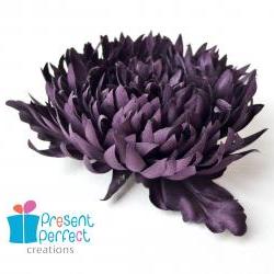Purple flower corsage, silk aster brooch, purple brooch